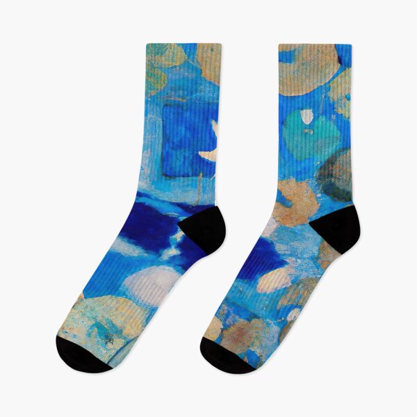 Item preview, Koi Carp Fish Among Water Lilies - impressionist painting - Deep Blue and Bronze Tones designed and sold by Inomaly Art.