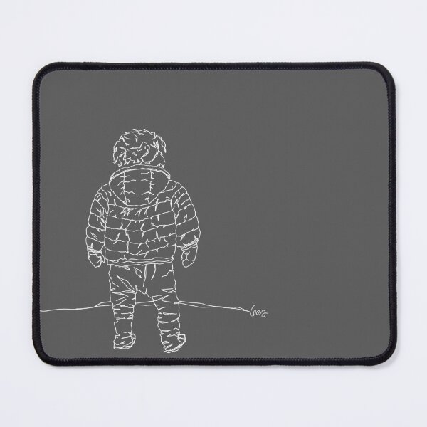 Item preview, Child in down jacket (white outlines, gray background) designed and sold by MentaLee.
