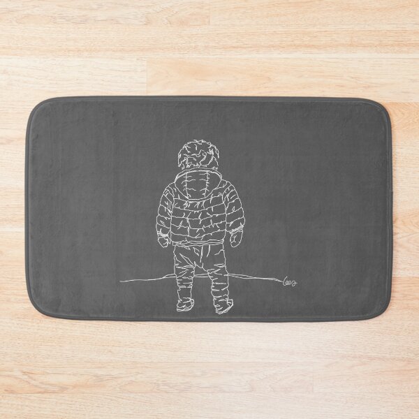 Item preview, Child in down jacket (white outlines, gray background) designed and sold by MentaLee.