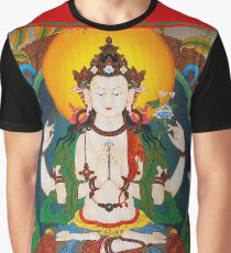 TIBETAN ART : Vintage Buddha Avalokiteshvara Print Graphic T-Shirt