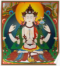 TIBETAN ART : Vintage Buddha Avalokiteshvara Print Poster