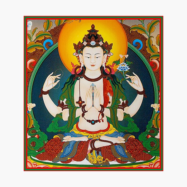 TIBETAN ART : Vintage Buddha Avalokiteshvara Print Photographic Print