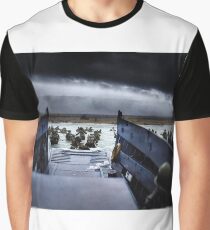 Men of the 16th Infantry Regiment, U.S. 1st Infantry Division wade ashore on Omaha Beach on the morning of 6 June 1944 #DDay Graphic T-Shirt