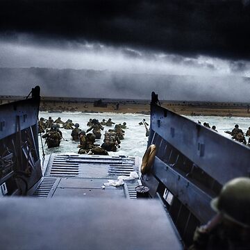 Artwork thumbnail, Men of the 16th Infantry Regiment, U.S. 1st Infantry Division wade ashore on Omaha Beach on the morning of 6 June 1944 #DDay by Marina Amaral