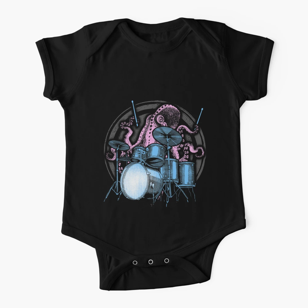 Octopus Drummer Drum Kit Gift T-shirt Baby One-Piece for Sale by jetz212