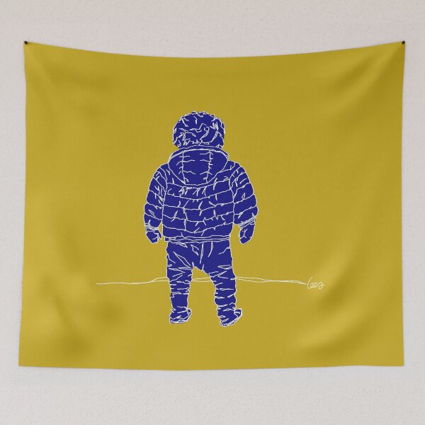 Item preview, Child in down jacket (dark blue, white outlines) designed and sold by MentaLee.