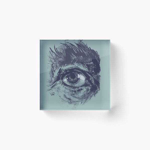 Hairy eyeball is watching you - Dunkelgrün Acrylblock