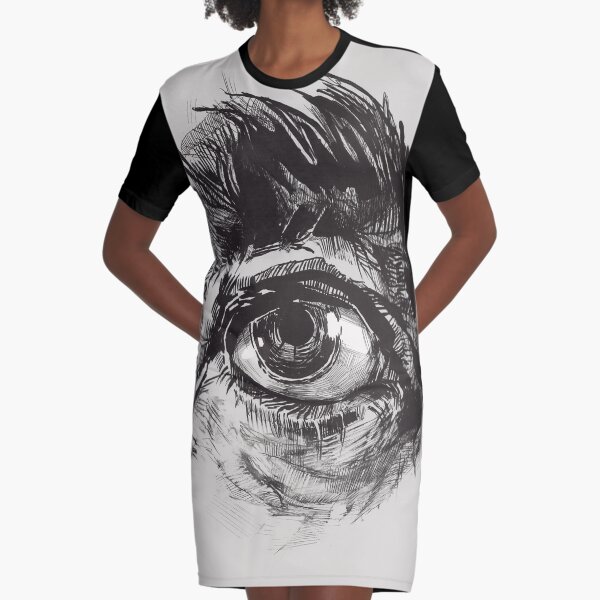 Hairy eyeball is watching you - warm grau T-Shirt Kleid