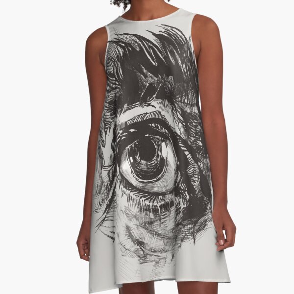 Hairy eyeball is watching you - warm gray A-Line Dress