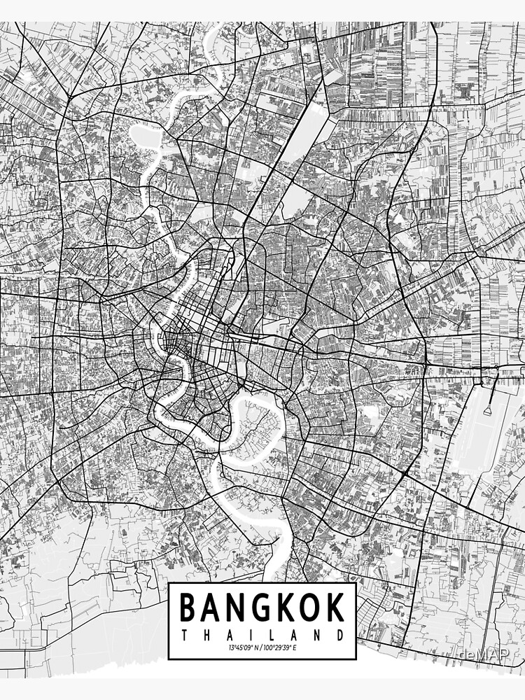 Bangkok City Map of Thailand - Vintage Poster for Sale by deMAP