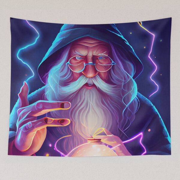 Item preview, Wizard with a Crystal Ball Flat Digital Painting designed and sold by CodeAndColors.