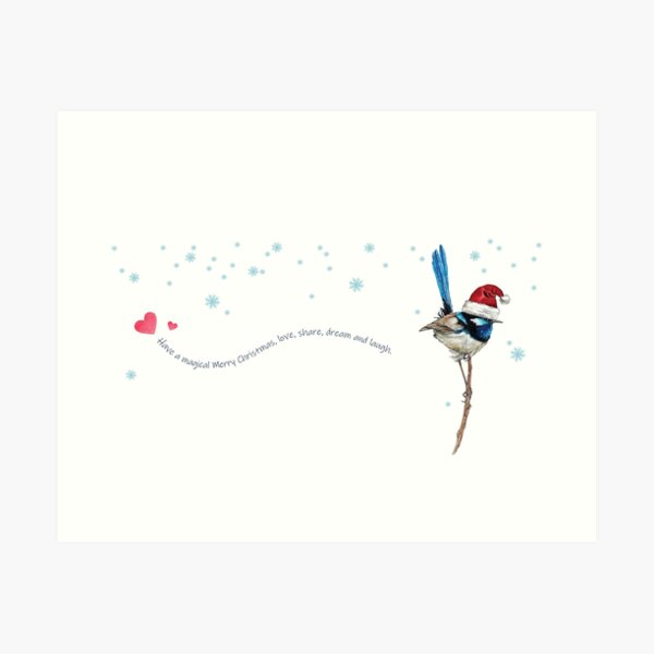 Item preview, Fairy Wren with Santa's Hat Have a Magical Merry Christmas designed and sold by maricelagomez.