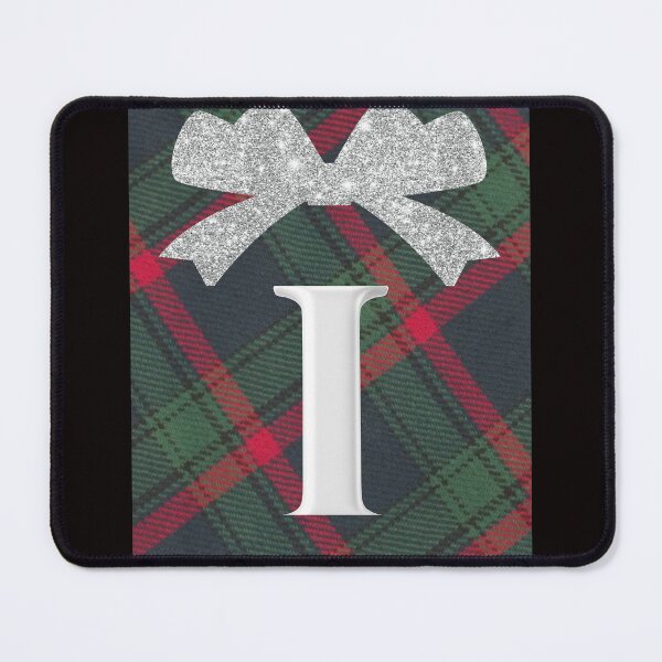 Item preview, Glorious Red and Green Plaid with Glittering Bow and Puff Initial-I designed and sold by SunMoonBeyond.