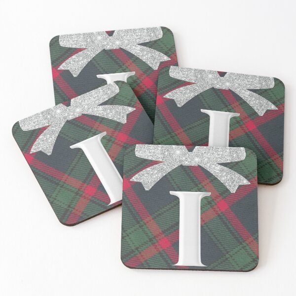 Item preview, Glorious Red and Green Plaid with  Glittering Bow and Puff Initial-I designed and sold by SunMoonBeyond.