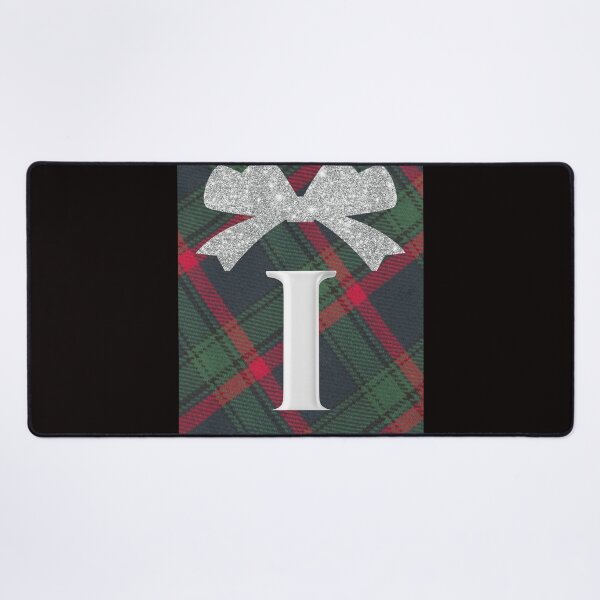 Item preview, Glorious Red and Green Plaid with Glittering Bow and Puff Initial-I designed and sold by SunMoonBeyond.