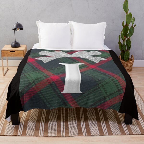 Item preview, Glorious Red and Green Plaid with Glittering Bow and Puff Initial-I designed and sold by SunMoonBeyond.