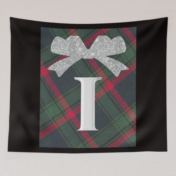 Item preview, Glorious Red and Green Plaid with  Glittering Bow and Puff Initial-I designed and sold by SunMoonBeyond.