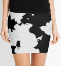 Realistic Black and White Cow Hide Pattern Mini Skirt