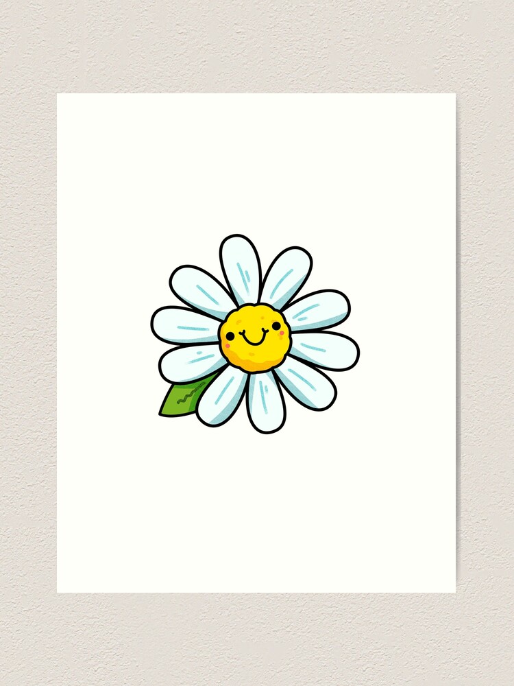 Kawaii Daisy Flower Art Print for Sale by kawaiilife