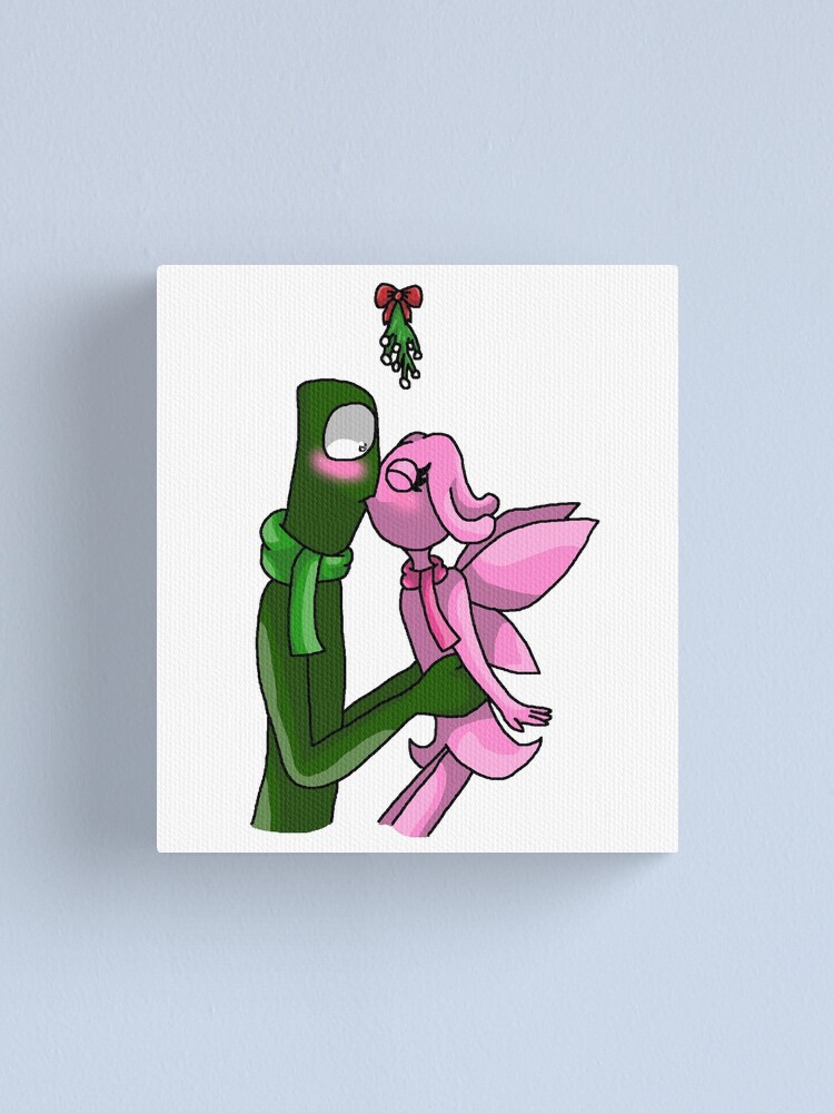 Green X Pink Mistletoe (Rainbow Friends) | Canvas Print