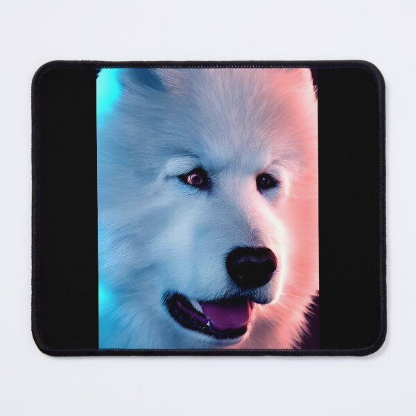 Item preview, White Samoyed dog portrait - neon light #24 designed and sold by supeart.