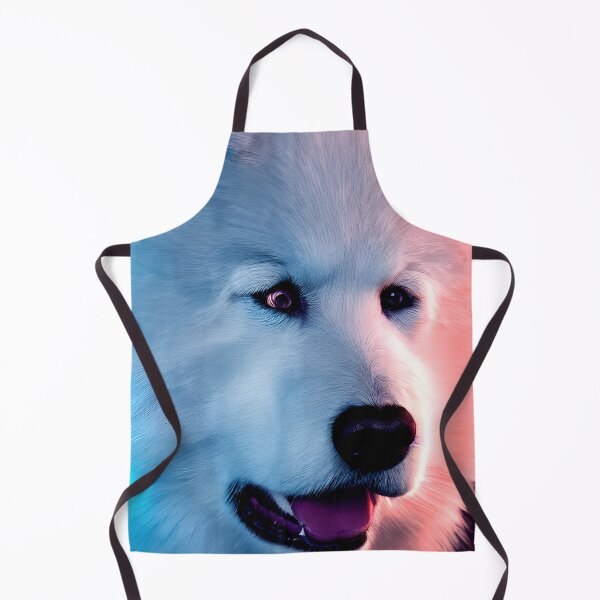 Item preview, White Samoyed dog portrait - neon light #24 designed and sold by supeart.