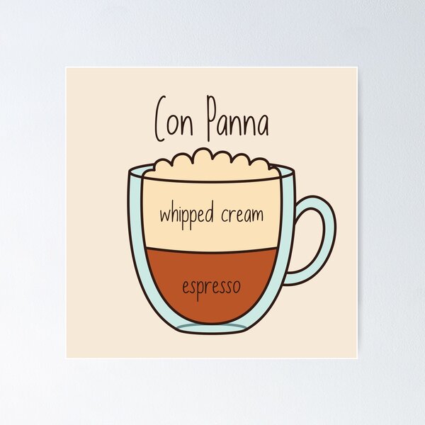 Item preview, Cool, Cute Hand Drawn Coffee Proportions - Con Panna designed and sold by hotsaucefactory.