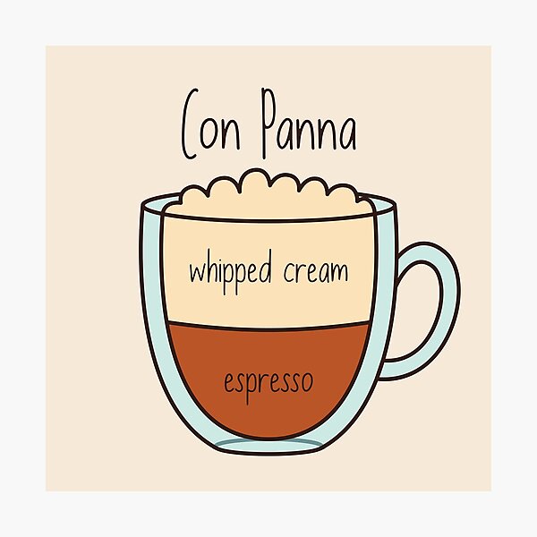 Item preview, Cool, Cute Hand Drawn Coffee Proportions - Con Panna designed and sold by hotsaucefactory.