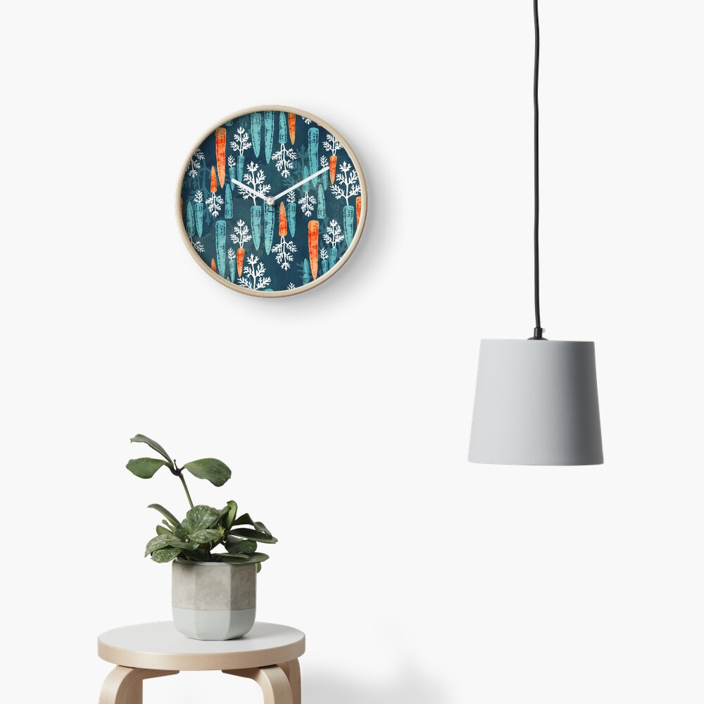 Watercolor carrot repeat Clock