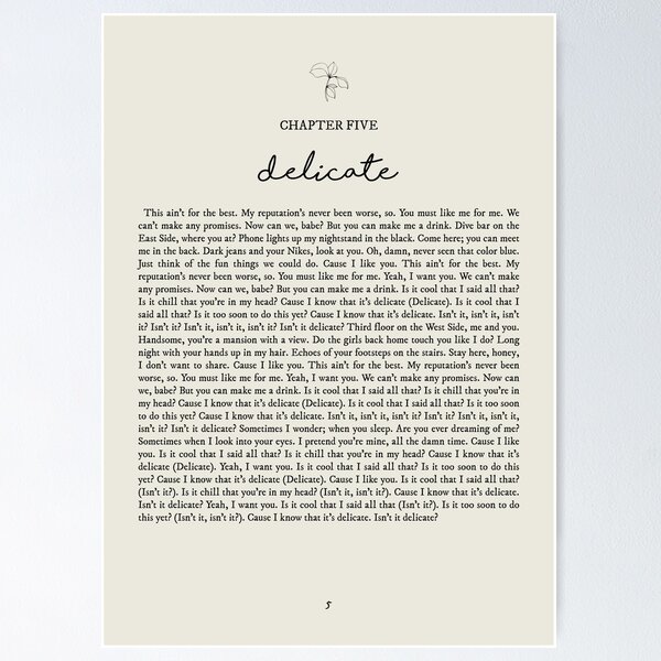 Item preview, Delicate Lyrics designed and sold by queseraseraa.