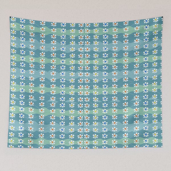 Item preview, Jasmines on waves sage blue colours  designed and sold by DreamKaracters.