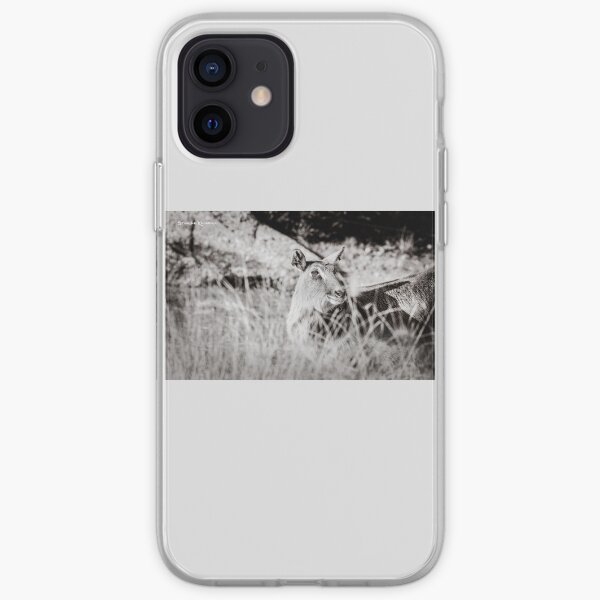 black and white portrait of an innocent doe iPhone Soft Case