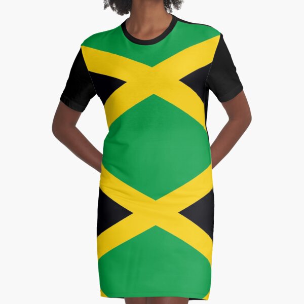 JAMAICA. JAMAICAN. Flag of Jamaica, FULL COVER, Jamaican Flag, Caribbean, Island, Pure & Simple. Graphic T-Shirt Dress
