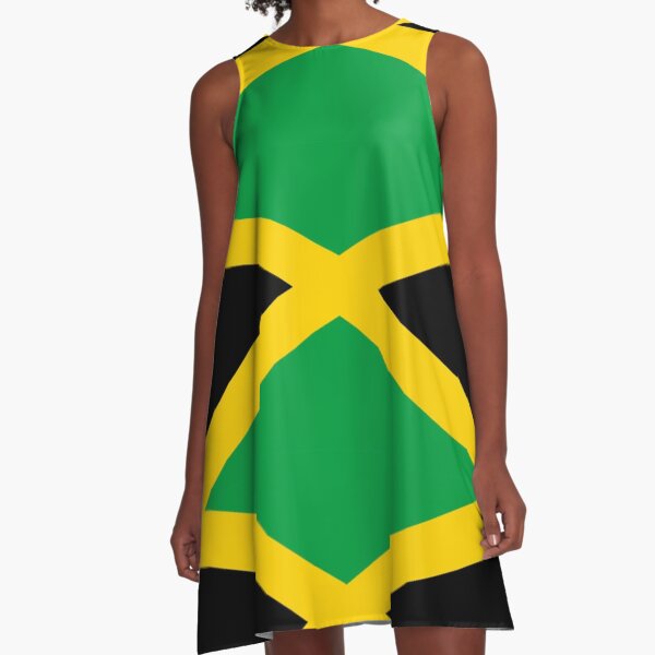 JAMAICA. JAMAICAN. Flag of Jamaica, FULL COVER, Jamaican Flag, Caribbean, Island, Pure & Simple. A-Line Dress