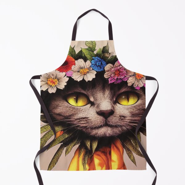 Item preview, Happy Cat With Yellow Eyes Surrounded By Leaves Wearing a Floral Head Piece designed and sold by bigmomma00.