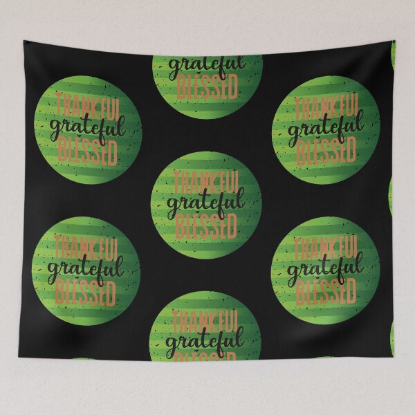 Item preview, Thankful Grateful Blessed Retro designed and sold by RockBeeDesigns.