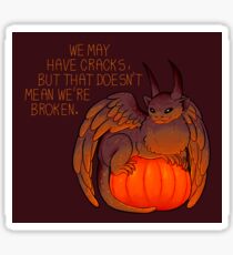 "We May Have Cracks" Pumpkin Gargoyle Sticker