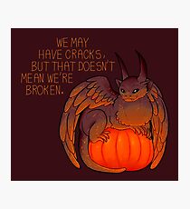 "We May Have Cracks" Pumpkin Gargoyle Photographic Print