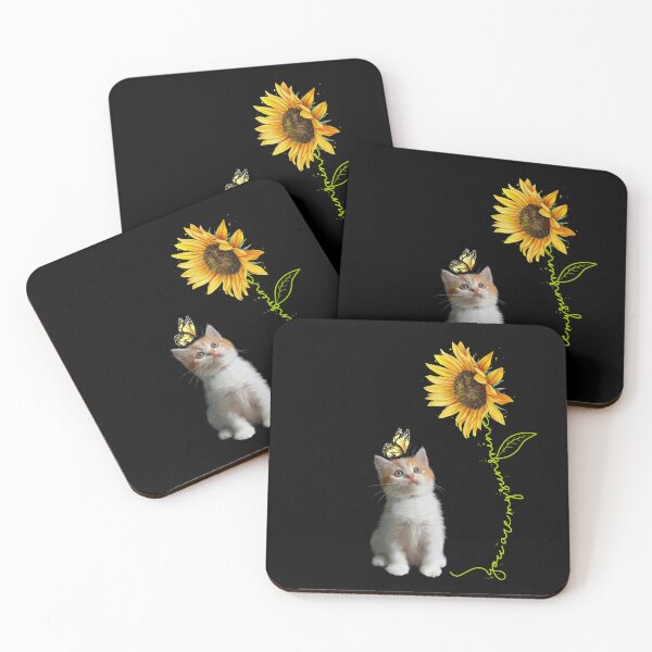 Item preview, You're My Sunshine Sunflower Butterfly White Orange Cat Baby Kitten  designed and sold by Barnissim.