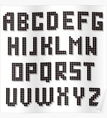 Pixel Alphabet Isolated on White Background. Digital Font Poster