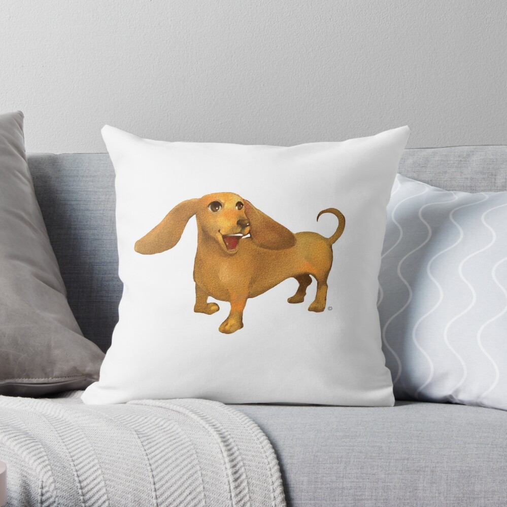 Jasper The Sled Dog Dachshund Throw Pillow