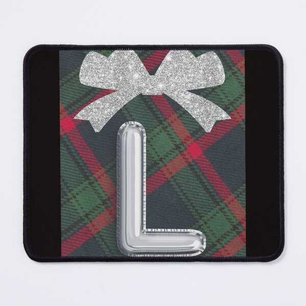 Item preview, Glorious Red and Green Plaid with Glittering Bow and Puff Initial-L designed and sold by SunMoonBeyond.