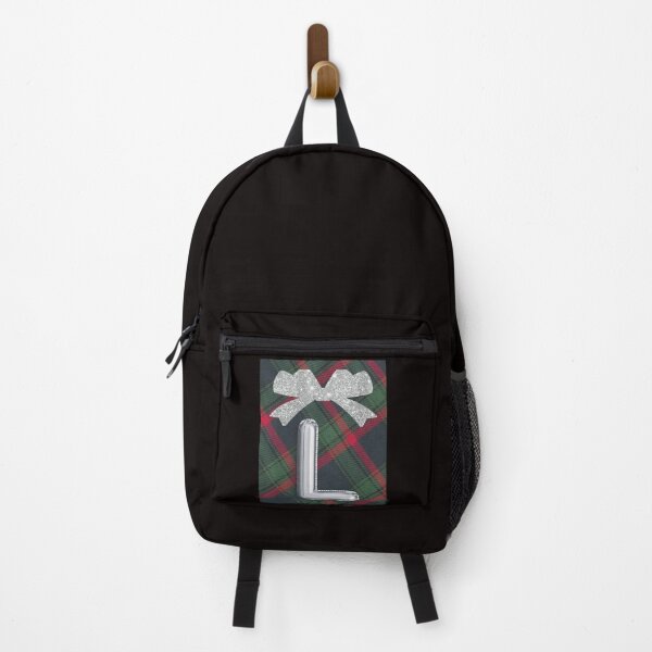 Item preview, Glorious Red and Green Plaid with Glittering Bow and Puff Initial-L designed and sold by SunMoonBeyond.