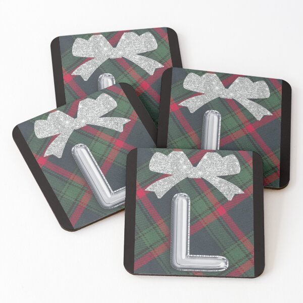 Item preview, Glorious Red and Green Plaid with  Glittering Bow and Puff Initial-L designed and sold by SunMoonBeyond.