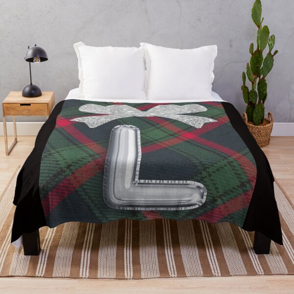 Item preview, Glorious Red and Green Plaid with Glittering Bow and Puff Initial-L designed and sold by SunMoonBeyond.