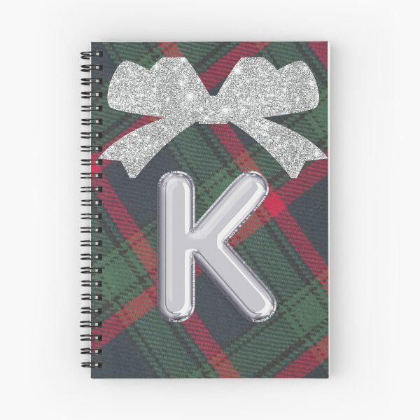 Item preview, Glorious Red and Green Plaid with  Glittering Bow and Puff Initial-K designed and sold by SunMoonBeyond.