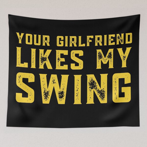 Item preview, Your Girlfriend Likes My Swing : Retro Funny Meme Quote BaseBall Softball : Text Texture designed and sold by MokonoKokoro.