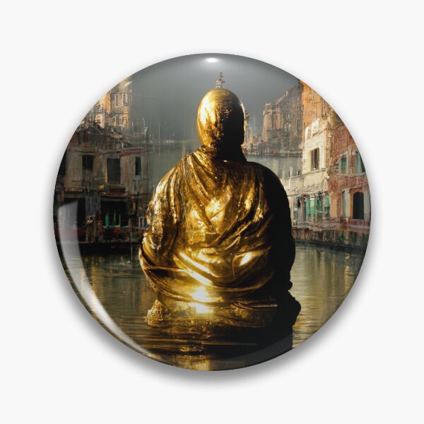 Item preview, Golden Buddha statue levitating canal in Venice designed and sold by osssoconcept.