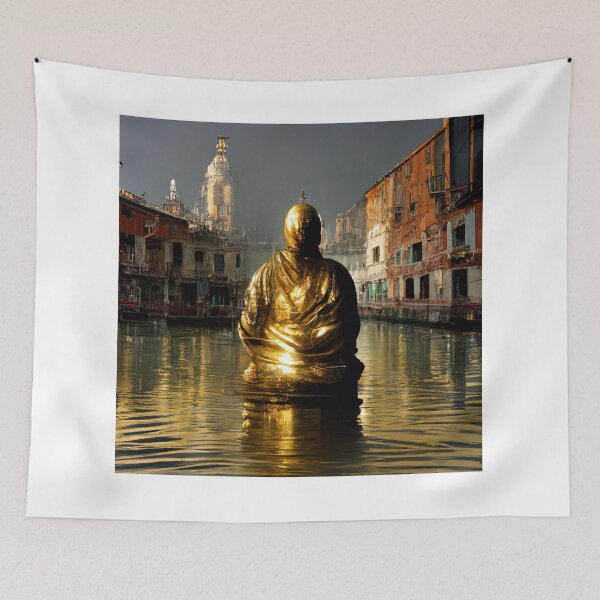 Item preview, Golden Buddha statue levitating canal in Venice designed and sold by osssoconcept.