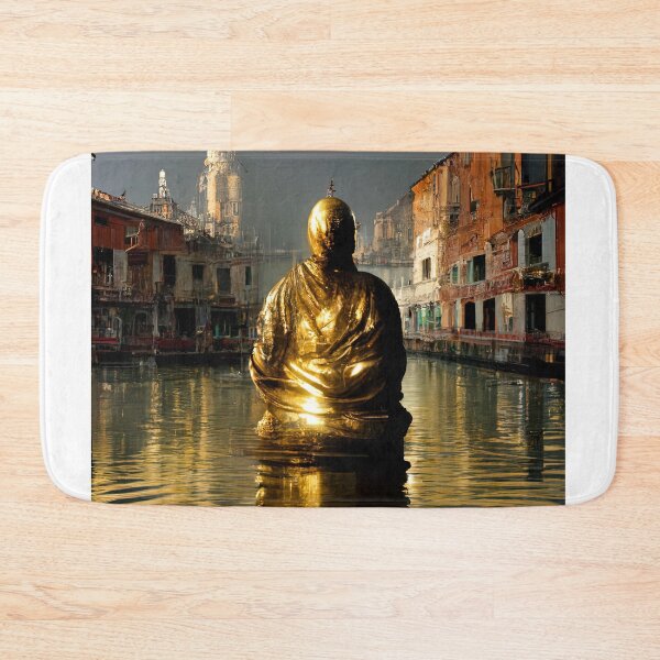 Item preview, Golden Buddha statue levitating canal in Venice designed and sold by osssoconcept.